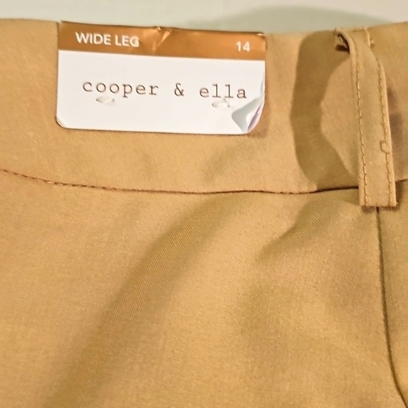 NWT Cooper & Ella Wide Leg Decorative Button Zip Closure Cream Pant Size 14 - Picture 2 of 10